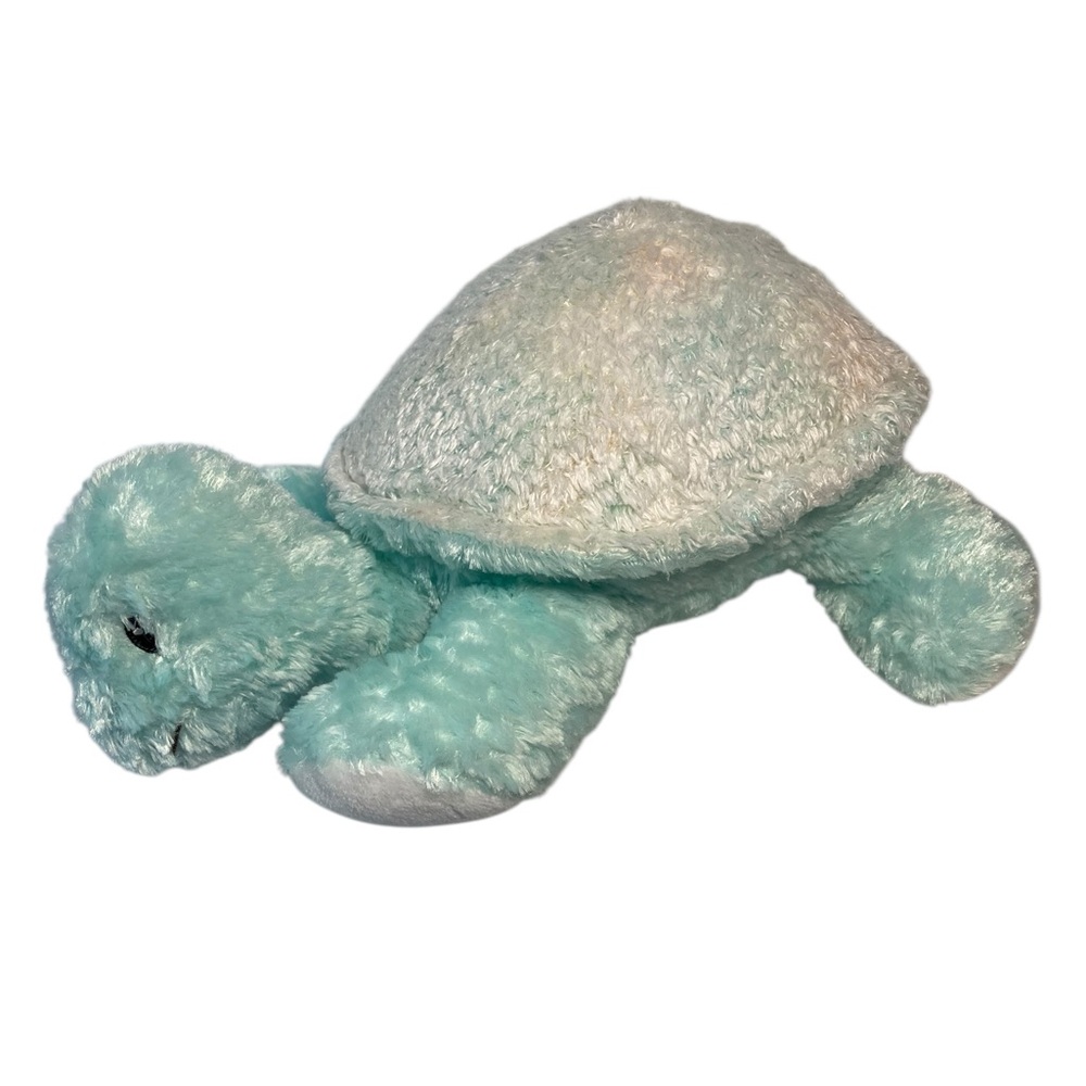 VTG 2001 Baby Ganz Turtle Rattle Plush‎ Stuffed Animal 10" Mint Green White